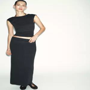 ZARA 소프트 스트레이트 스커트 - 콜 그레이 5039/858/807