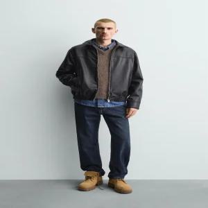 ZARA 가죽 효과 봄버 재킷 - 블랙 4027/400/800