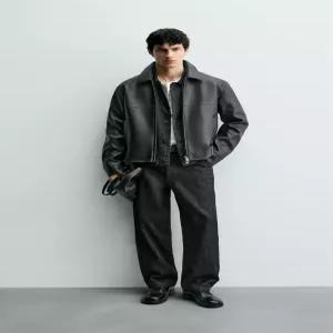 ZARA 페이크 레더 점퍼 - 블랙 0155/752/800