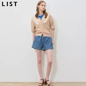 [리스트(LIST)] 와이드 레이스 카라 펀칭 니트 (택가격: 198000원)