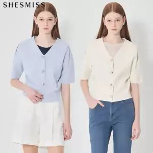 [쉬즈미스(SHESMISS)] 마린 빅카라 퍼프 니트 가디건 (택가격: 208000원)