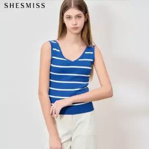 [쉬즈미스(SHESMISS)] 마린 스트라이프 슬리브리스 니트 (택가격: 98000원)