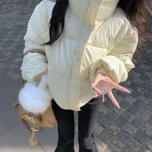 셀럽하우스 여성 무광 레더 하이넥 크롭 숏 패딩 점퍼 겨울 잠바
