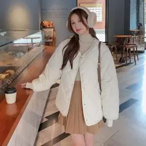 셀럽하우스 빅사이즈 노카라 누빔 숏 패딩 LL-O-117