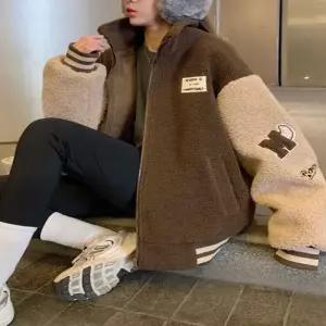 셀럽하우스 배색 여성 3컬러 러블리 집업 뽀글이 겨울 후리스점퍼