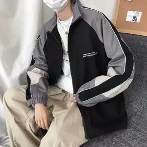 셀럽하우스 2컬러 배색라인 간절기 얇은 바람막이 집업점퍼 자켓