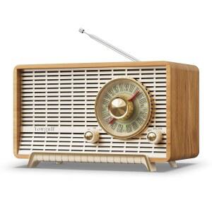 YOWGULF AM FM 라디오 클래식 레트로 우드 테이블 블루투스 스피커 플러그인 월 회전식 노브로 가정 사무실에 적합