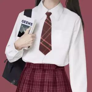 [하프클럽/]넥타이 체크 와인 교복 자동