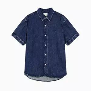 캘빈클라인 진 캘빈클라인 CALVIN KLEIN JEANS 남성 오버핏 다크블루 텐셀 반팔 데님 셔츠 4RB954G R7G