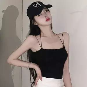 [하프클럽/셀럽하우스]끈나시 여성용 여름 크롭탑 브라탑 민소매 캐미솔