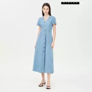 시슬리 브이넥 버튼업 데님 롱 원피스 SAOPF4631 799708