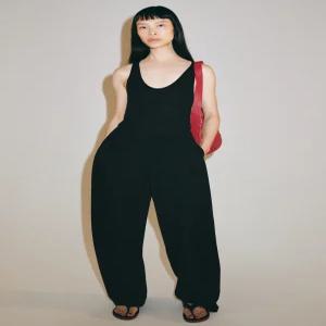 ZARA ZW 컬렉션 와이드 플리츠 팬츠 - 블랙 1952/777/800