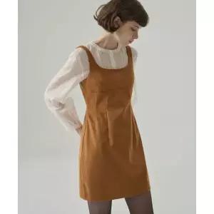 매장정품 드로우핏 DRAWFIT WOMEN 스웨이드 스퀘어넥 슬리브리스 미니 원피스 [CAMEL] DFWMOP5311CM 760082