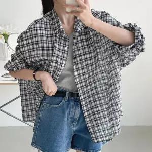 여자 큰사이즈 살안타 박스핏 SS 주머니 셔츠