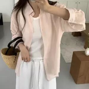 여자 요루남방 SS 살안타 롱슬리브 엷은 셔츠