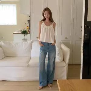 여자 데일리 모던 세미 와이드핏 롱 스트레이트 청바지25505168588872