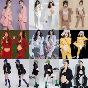 만삭촬영의상 임산부 정장 화보 주수 반바지 만삭촬영 사진옷 오프숄더 수트