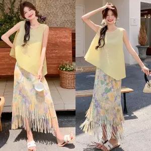 패션라인 BL10703_바람플리츠스커트/프릴/쉬폰/페미닌한룩/출근룩/데이트룩