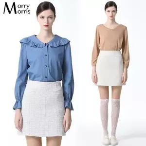 [모리모리스(Morry Morris)] 웨딩 트위드 H라인 미니 스커트