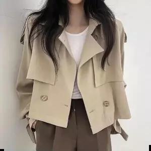 여성자켓 트렌치자켓 여성 봄 가을 크롭 기장 단추 더블 숏