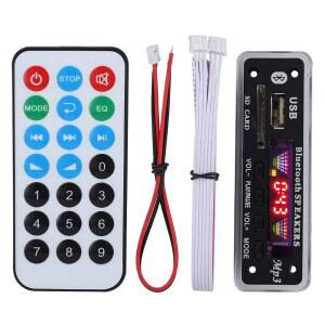 ASHATA MP3 오디오 디코더 보드 DC 5V / 12V 블루투스 5.0 모듈 지원 WMA WAV FLAC APE 컬러 화면 USB AUX SD FM 무선 무손실 자동차 스테레오 녹음 모듈(블랙)