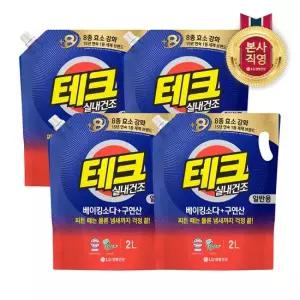 LG생활건강 테크 베이킹소다+구연산 실내건조 액체세제 일반 리필 2L x 4개