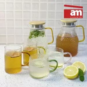 이태리 am 해머톤 물병1600ml+물잔350ml(2개) 세트 내열강화유리
