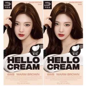 미쟝센 헬로크림 염색약 6WB 웜브라운 NEW X 2개 초기새치커버 퍼스널컬러