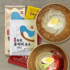 [외갓집] 옥천 동치미 함흥 물냉면 3인분+비빔냉면 3인분 (면6개+육수3개+비빔장3개+겨자소스6개)
