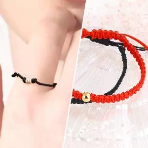 [골드피아] 18K 소원 팔찌 + 18K 3mm 프리사이즈 컷팅 매듭 반지