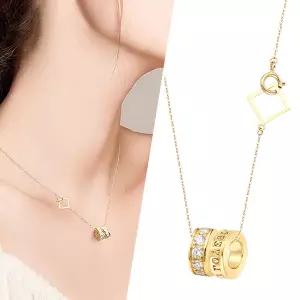 [골드피아] 14K 샤인 스퀘어 목걸이 + 러브 펜던트 + 샤인 펜던트