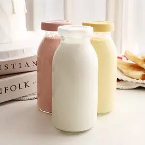 [헥사] 실리콘뚜껑 뉴트로 우유병 300ml 6p 스냅캡 요거트 유리병