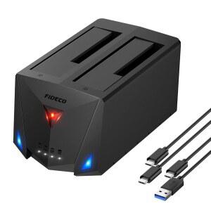 피데코 USB 3.2세대 하드 드라이브 도킹 스테이션, 복제기/오프라인 클론 기능과 케이블 2개를 갖춘 2.5인치 또는 3.5인치 SATA I/III/III HDD SSD용 도킹, UASP 지원