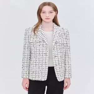 질스튜어트 뉴욕 여성 25SS [시즌오프] 크림 체크 코튼혼방 트위드자켓 JSJA5B200OW