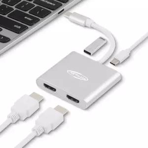 C타입 USB to HDMI 4K 듀얼 모니터 노트북 멀티 허브 100W PD 충전 미러링 컨버터 변환젠더 어댑터 확장기