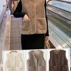 여성 양털 조끼 레이어드 노카라 베스트 여성 뽀글이 조끼 민소매 겨울
