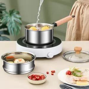 스텐 인덕션 2단 찜냄비 22cm 라면 이유식조리 뚜껑포함 우드 편수냄비 R575