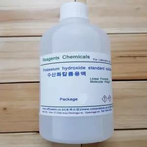 대학실험실용 수산화칼륨 0.1M 450밀리리터 가성가리 수용액 화학분석