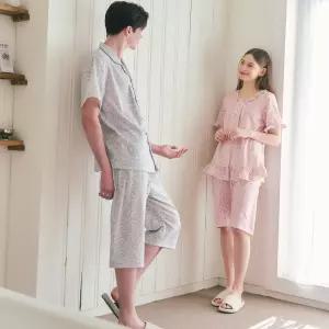 (커플속옷)쿨 지지미 나뭇잎나염 잠옷VPAS205MVGNS205