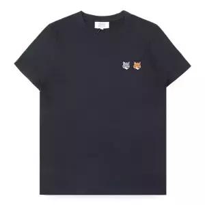 디몬트 메종키츠네 여성 더블 폭스 헤드 패치 반팔(챠콜) OW011CFKJ7026 P190
