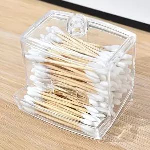 [하프클럽/]사각 투명 면봉 화장솜 케이스 화장대 소품 보관