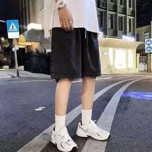 캐주얼 흑청반바지 와이드 팬츠 남성 5부청반바지 캐주얼팬츠 남자반바지