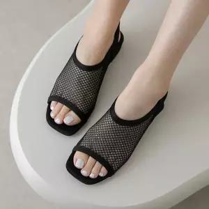 [분홍코끼리] 글리머 망사 글리터 슬링백 샌들(3cm)