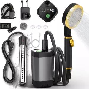 몰입형 온수기가 장착된 캠핑용 BSEED 휴대용 샤워기 지능형 LED 디스플레이가 6000mAh 충전식 하이킹 여행