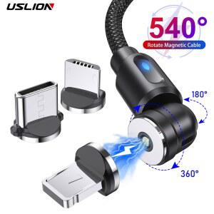 540도 회전 자석 고속 충전 케이블 USB 타입C 마이크로 8핀 휴대폰