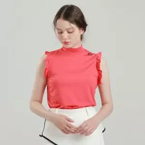 백리본 프릴 민소매 골프티 여성골프웨어 여성골프복 여성골프티셔츠 여성골프티 여자골프웨어