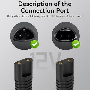 브라운 면도기용 12V USB 고속 충전기, 브라운 시리즈 9/7/5/3용 교체 충전 어댑터 케이블, 여행용, 가정용
