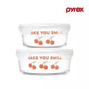 [파이렉스] 노티드2 4면 밀폐용기 원형 2P (620ml,960ml)