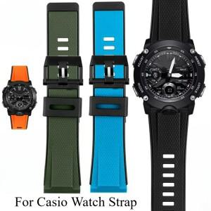 카시오 G-SHOCK 실리콘 밴드 GA2200 GA2000 PRG-600 PRW-6600 PRG-650 수지 시계 호환용 스트랩 24mm 블랙
