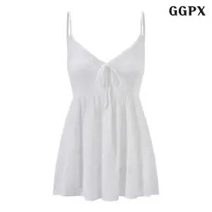 [GGPX]러블리 펀칭 넥 끈 뷔스티에 블라우스 (GQBBA091D)